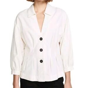 Free People Women's Night Moves Peplum Top - Ivory Dressy Linen Look - Medium 6‎